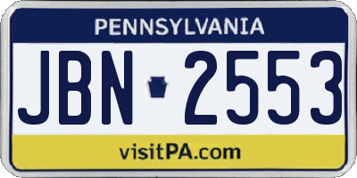 PA license plate JBN2553