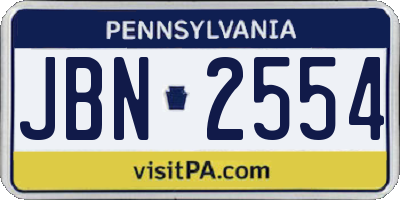 PA license plate JBN2554