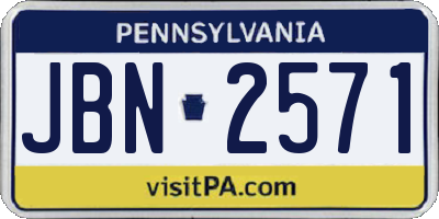 PA license plate JBN2571