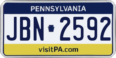 PA license plate JBN2592