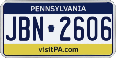 PA license plate JBN2606