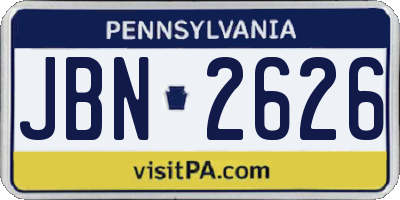 PA license plate JBN2626