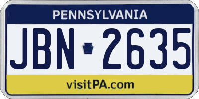 PA license plate JBN2635