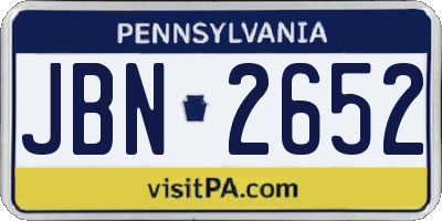 PA license plate JBN2652