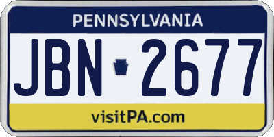 PA license plate JBN2677