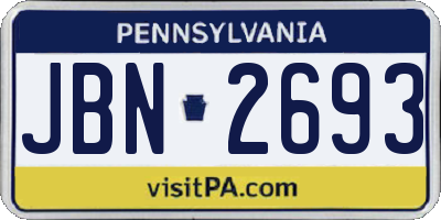 PA license plate JBN2693