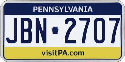 PA license plate JBN2707