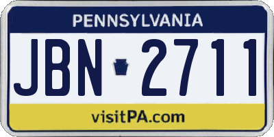 PA license plate JBN2711