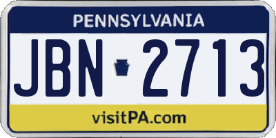 PA license plate JBN2713