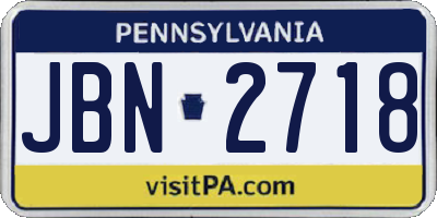 PA license plate JBN2718