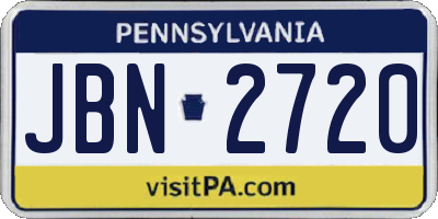 PA license plate JBN2720