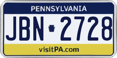 PA license plate JBN2728