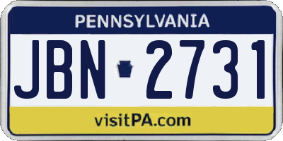 PA license plate JBN2731