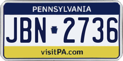 PA license plate JBN2736