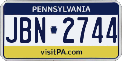 PA license plate JBN2744