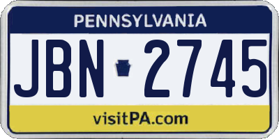 PA license plate JBN2745