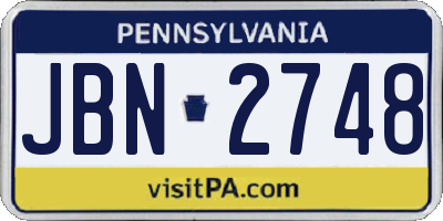 PA license plate JBN2748