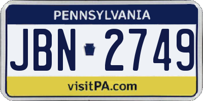 PA license plate JBN2749