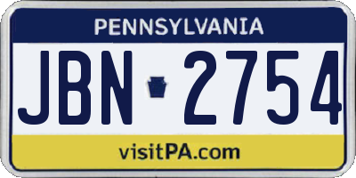 PA license plate JBN2754