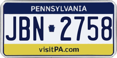 PA license plate JBN2758