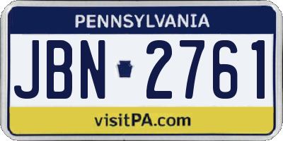 PA license plate JBN2761