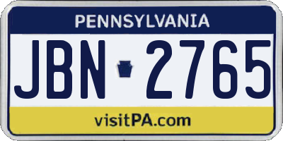 PA license plate JBN2765