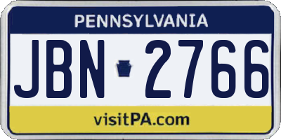 PA license plate JBN2766