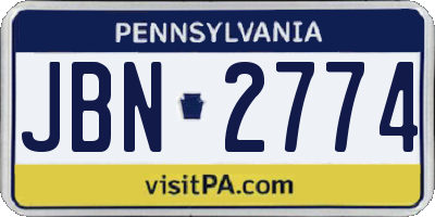 PA license plate JBN2774