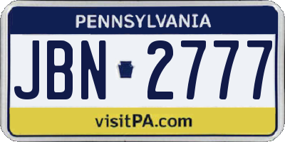 PA license plate JBN2777