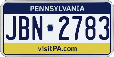 PA license plate JBN2783