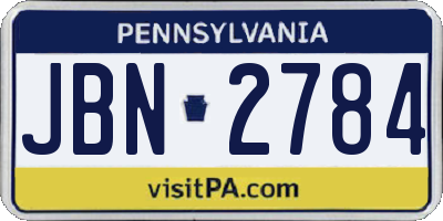 PA license plate JBN2784