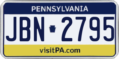 PA license plate JBN2795