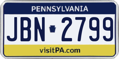 PA license plate JBN2799