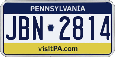 PA license plate JBN2814