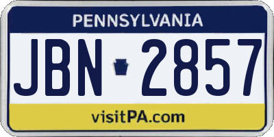 PA license plate JBN2857