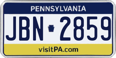 PA license plate JBN2859