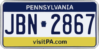 PA license plate JBN2867