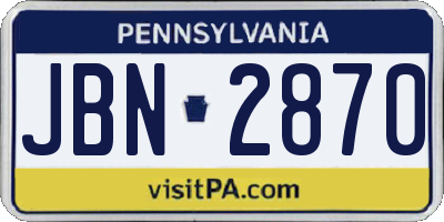 PA license plate JBN2870