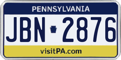 PA license plate JBN2876