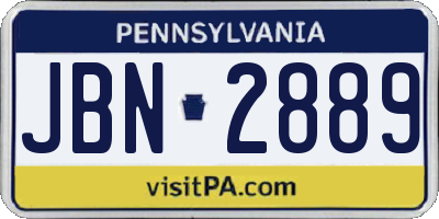 PA license plate JBN2889