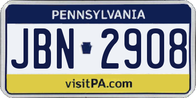 PA license plate JBN2908