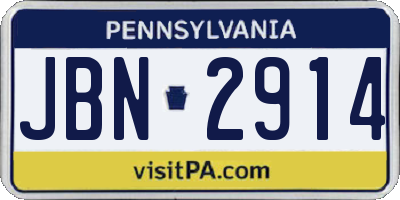 PA license plate JBN2914