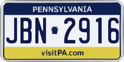 PA license plate JBN2916