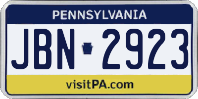 PA license plate JBN2923