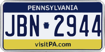 PA license plate JBN2944