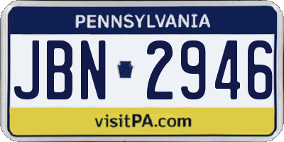 PA license plate JBN2946