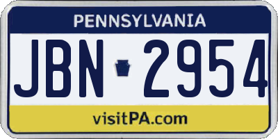 PA license plate JBN2954