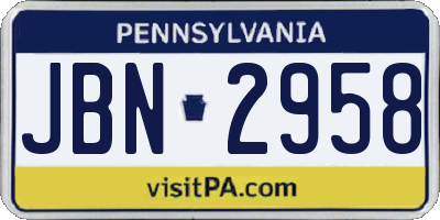 PA license plate JBN2958
