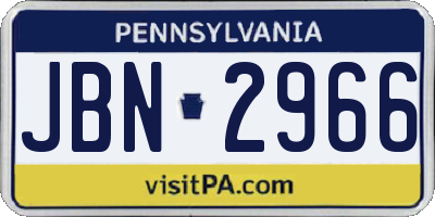 PA license plate JBN2966