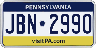 PA license plate JBN2990